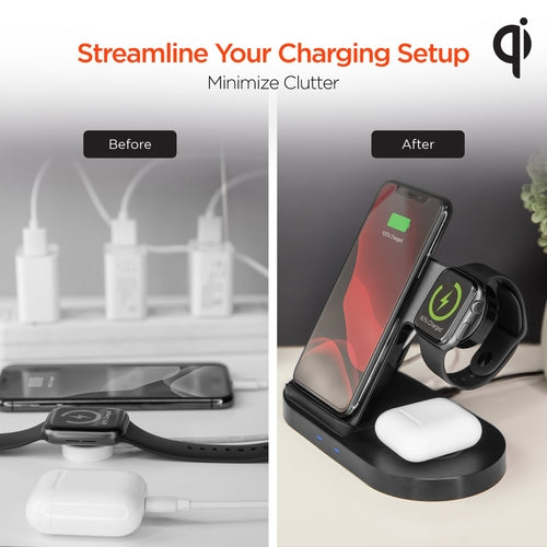 Hypergear 3-in-1 Wireless Charging Dock Black (15328-HYP) - Smokey Finds