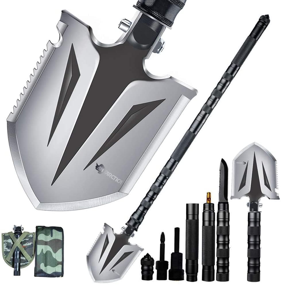 Military folding survival shovel black fully extended 36 inches