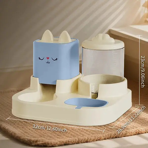 Automatic Pet Feeder With 2200mL-74oz Water Fountain, 1800mL - Smokey Finds