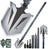 16-in-1 military camping shovel with fire starter and whistle silver