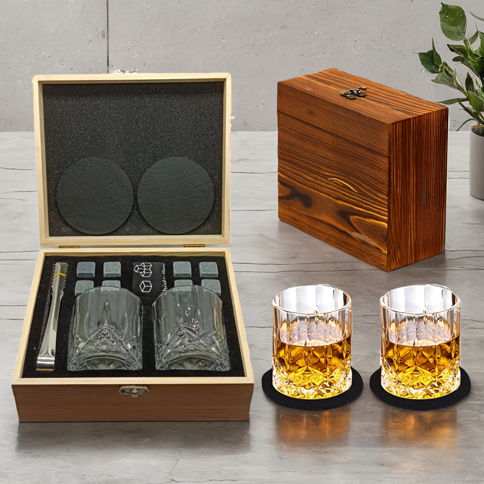 Whiskey Glasses Gift Set with Stones & Tongs - Smokey Finds