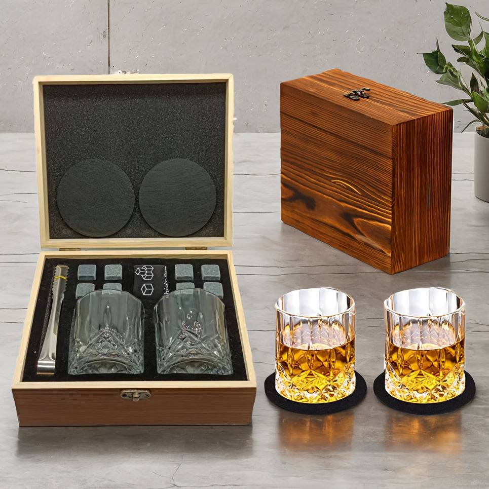 Whiskey Glasses Gift Set with Stones & Tongs - Smokey Finds