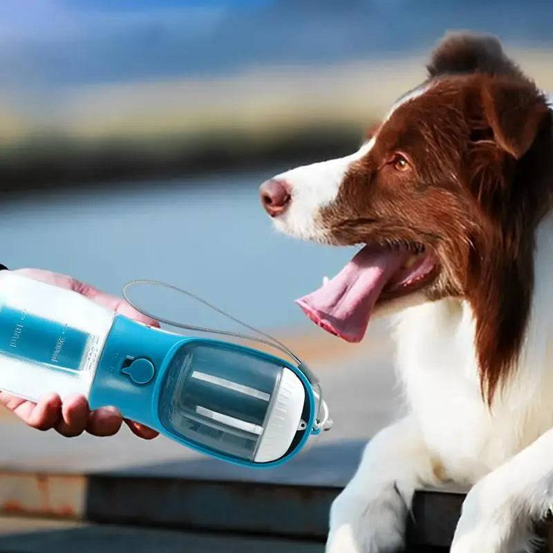 3-in-1 Portable Pet Water Bottle with Food & Waste Bag Compartment - Smokey Finds