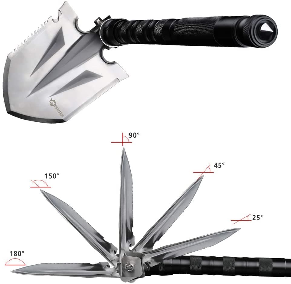 Military shovel compact folded with carrying case