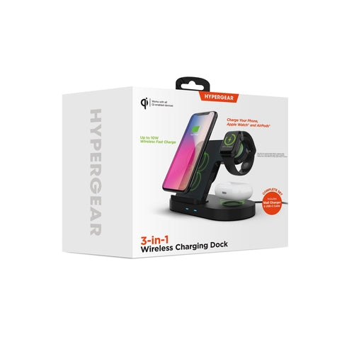 Hypergear 3-in-1 Wireless Charging Dock Black (15328-HYP) - Smokey Finds