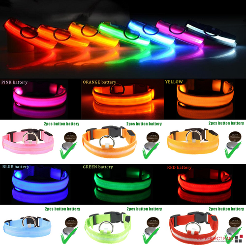 LED Adjustable Dog Collar Blinking Flashing Light Up Glow Pets Safety - Smokey Finds