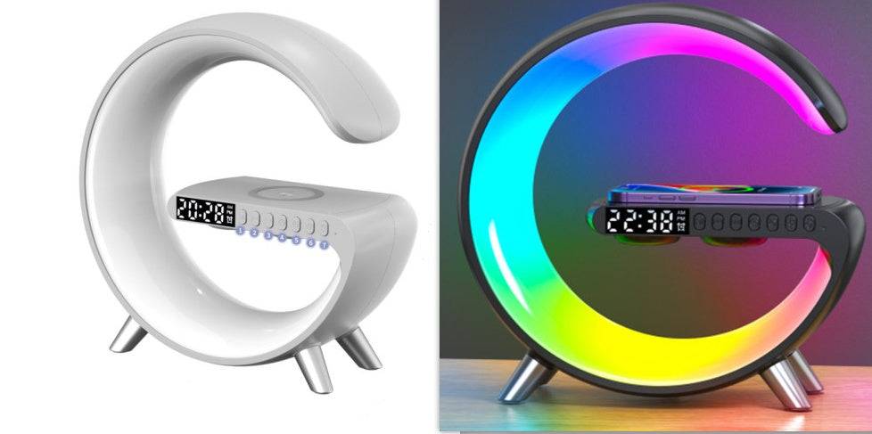G-Shape LED Atmosphere Lamp – Wireless Charger & Bluetooth Speaker - Smokey Finds