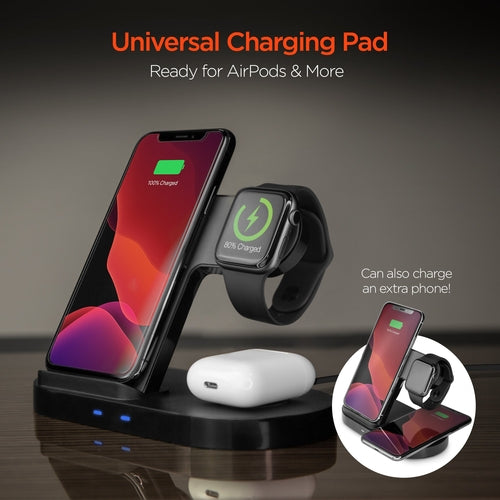 Hypergear 3-in-1 Wireless Charging Dock Black (15328-HYP) - Smokey Finds