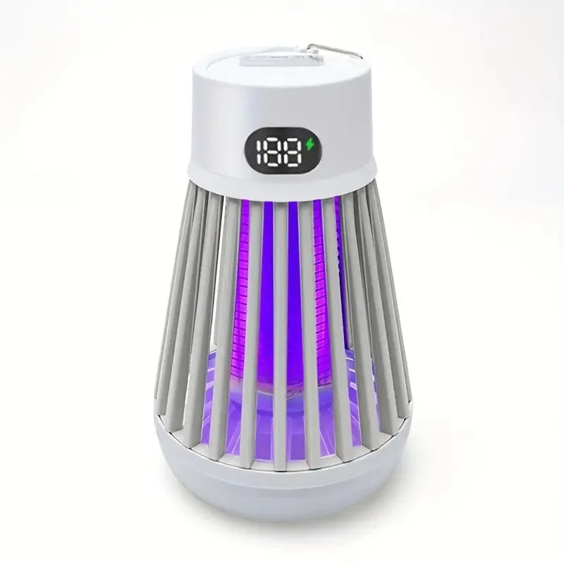 Electric mosquito killer lamp and LED light combo in white, front view