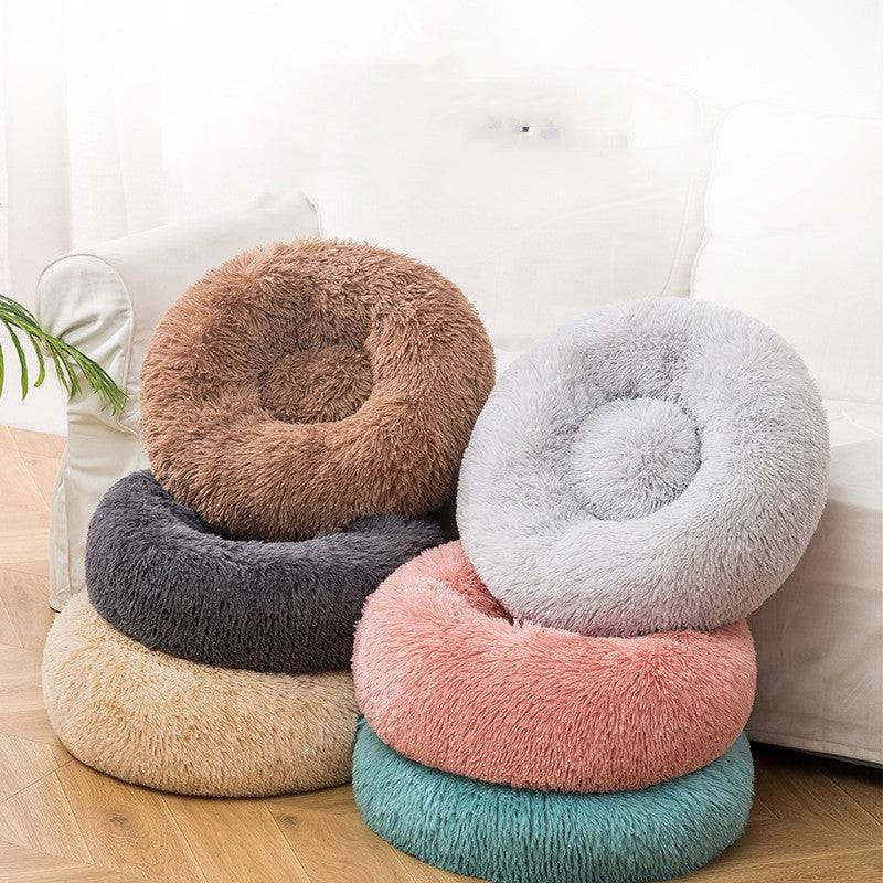 Plush Warm Pet Bed – Cozy Round Dog & Cat Nest - Smokey Finds