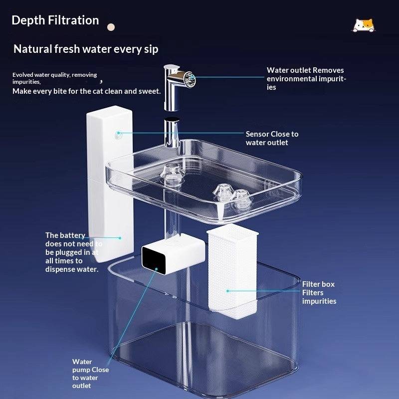 Cat Water Fountain Wireless Pet Smart Drinking Fountain - Smokey Finds