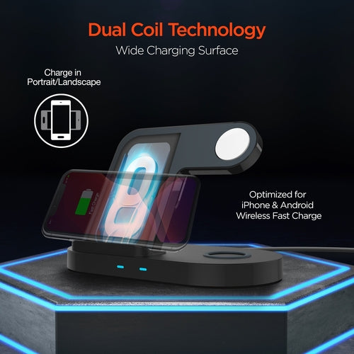 Hypergear 3-in-1 Wireless Charging Dock Black (15328-HYP) - Smokey Finds