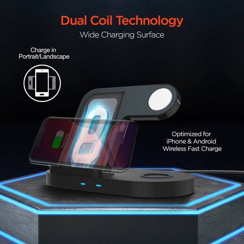 Hypergear 3-in-1 Wireless Charging Dock Black (15328-HYP) - Smokey Finds