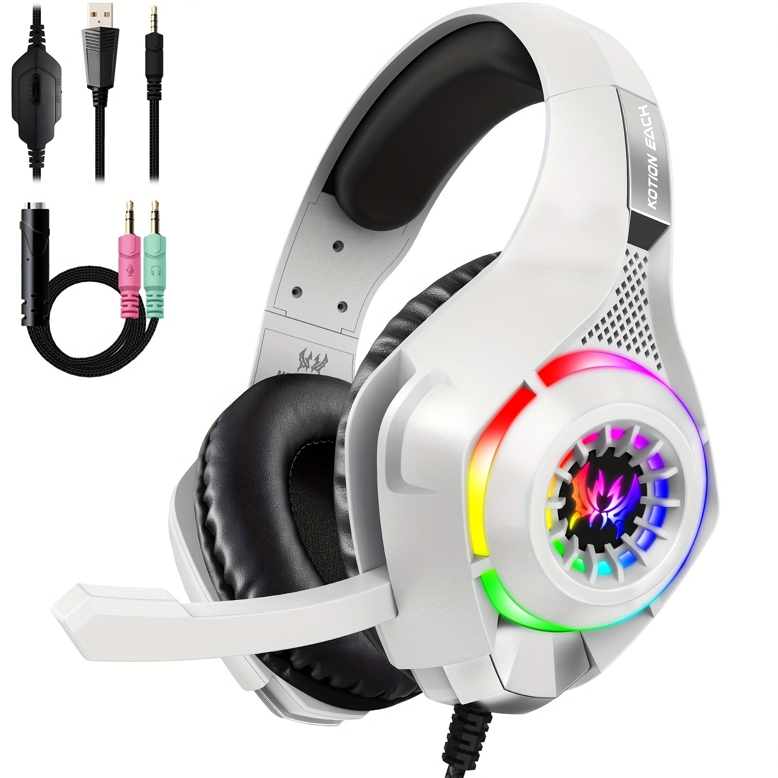 GS410 Gaming Headset with Noise-Canceling Mic & LED Lights | PC, PS4, PS5, Xbox