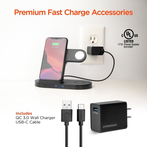 Hypergear 3-in-1 Wireless Charging Dock Black (15328-HYP) - Smokey Finds