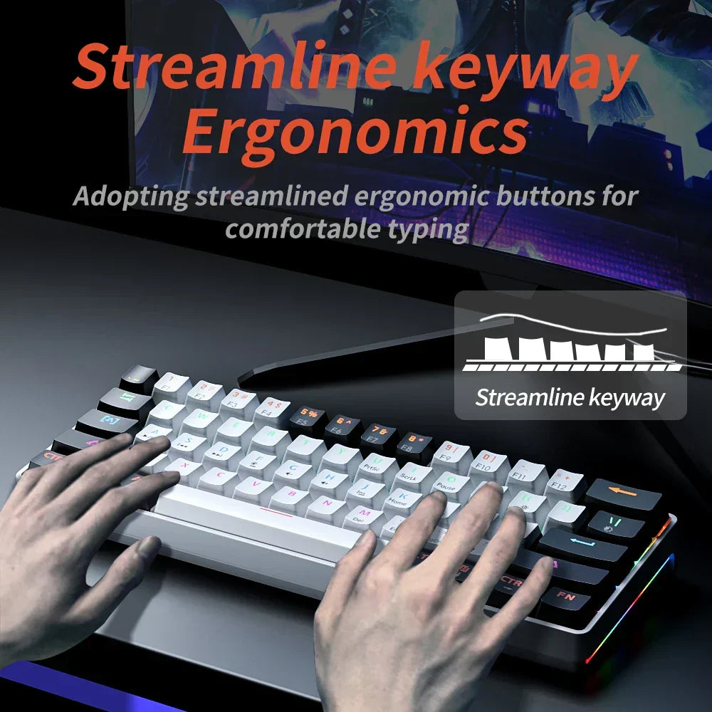NNEOBA 61-Key Mechanical Gaming Keyboard | Hot-Swap Red Switches & RGB
