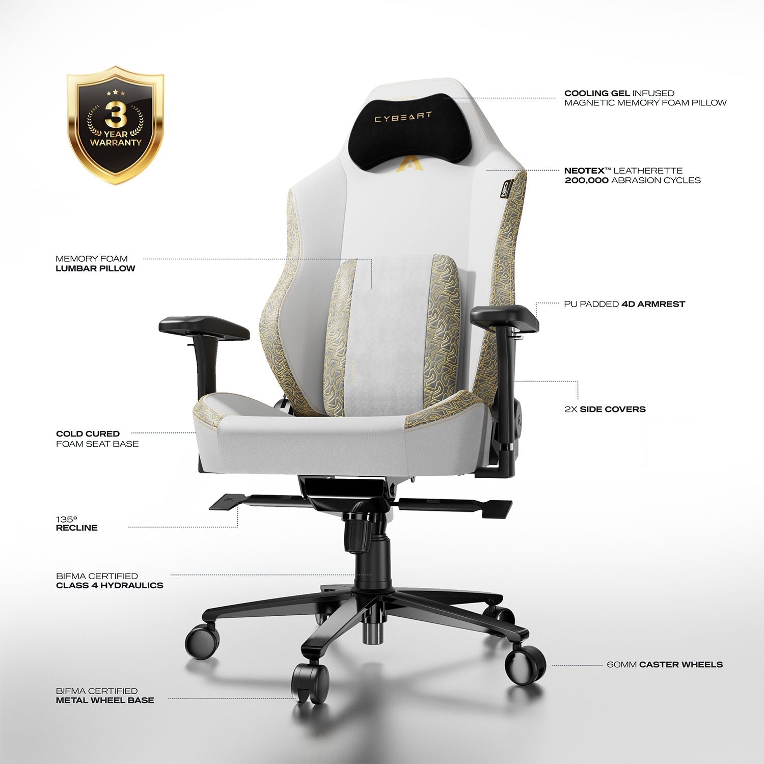 NEO Series Lunar Edition white gaming chair lifestyle setup