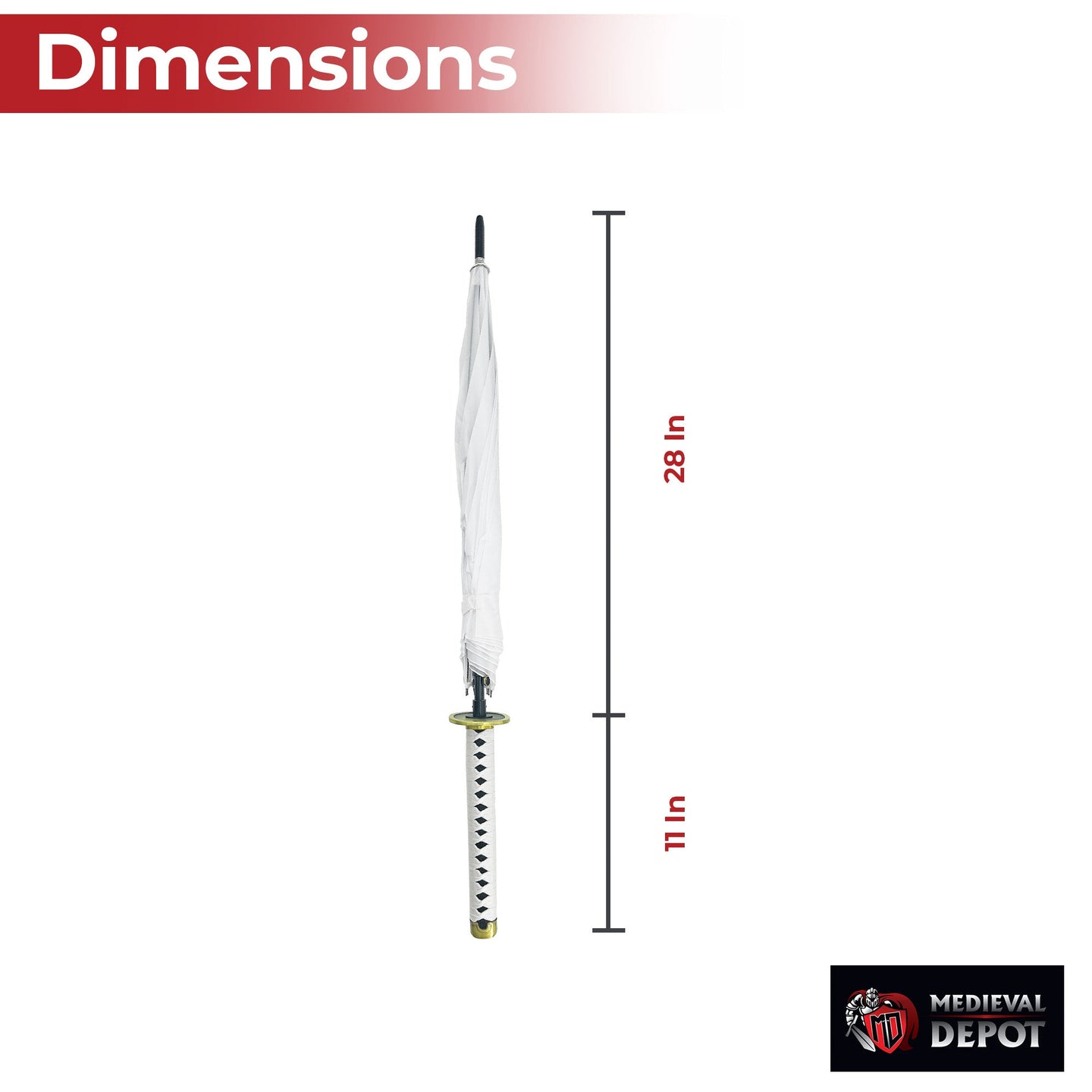 One piece Zoro Wado Ichimonji Katana Handle Umbrella White
