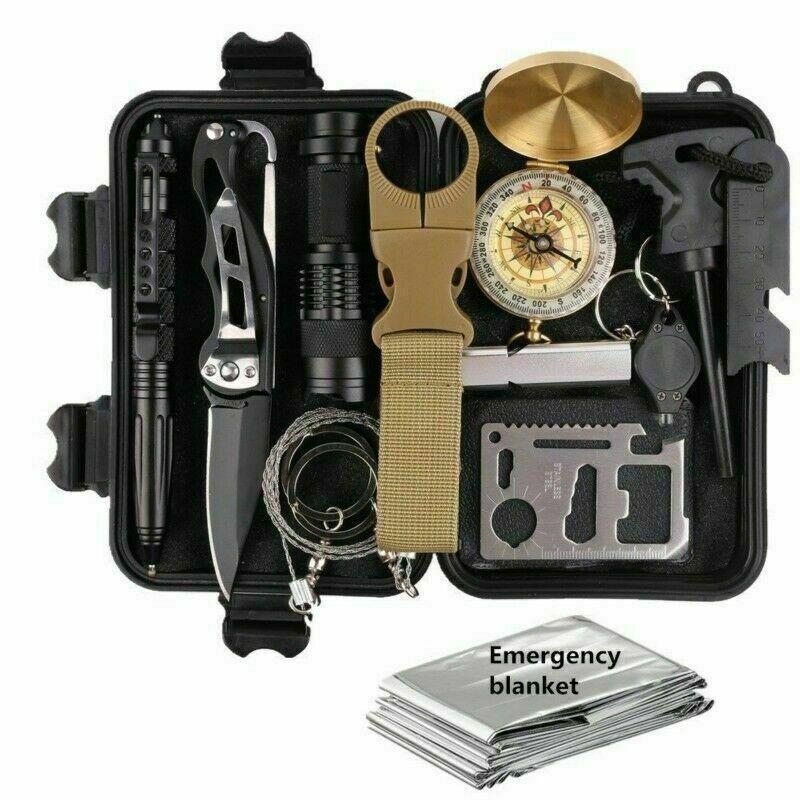 "14-in-1 outdoor emergency survival kit – full set contents"