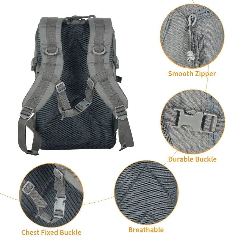Tactical Molle Backpack Waterproof Grey - Smokey Finds