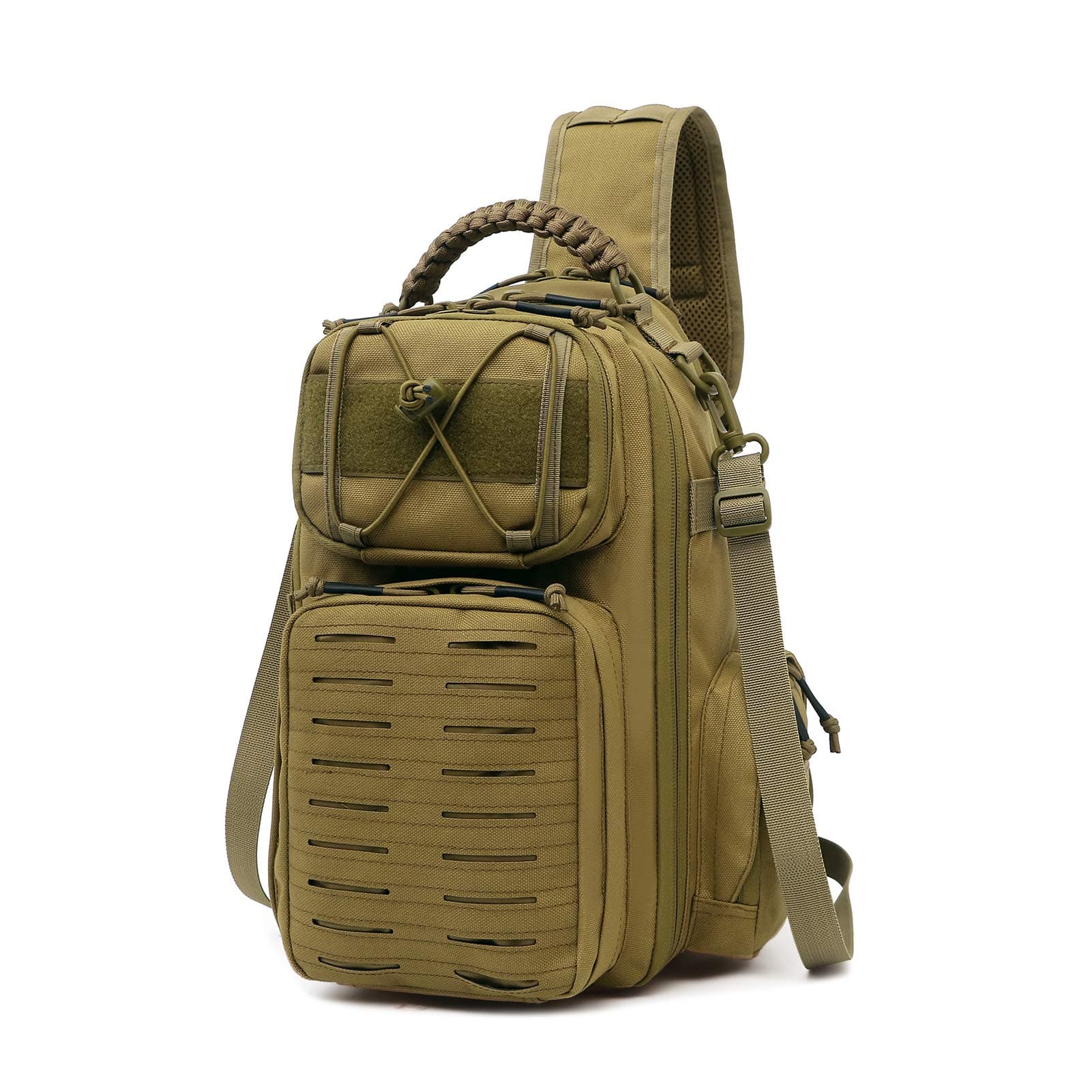 Military tactical sling bag brown outdoor EDC carry