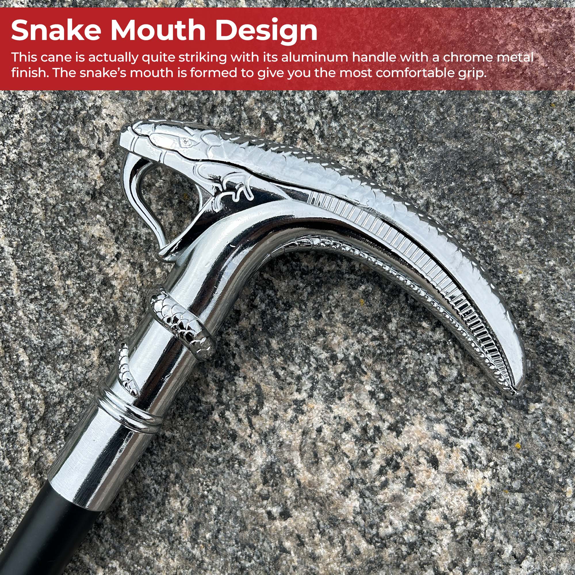 Steel shaft pole with snake wrap handle for walking cane