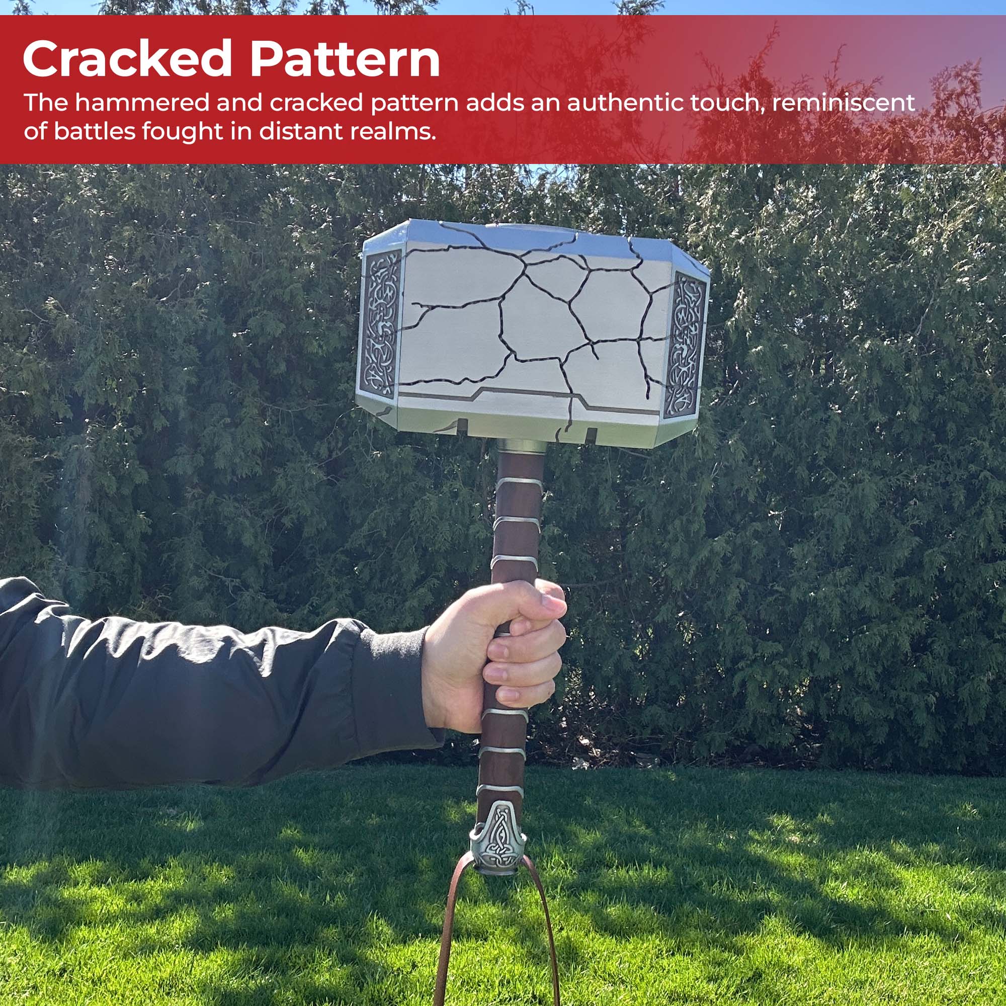 Thor Mjolnir replica with USB-C charging cable and remote control