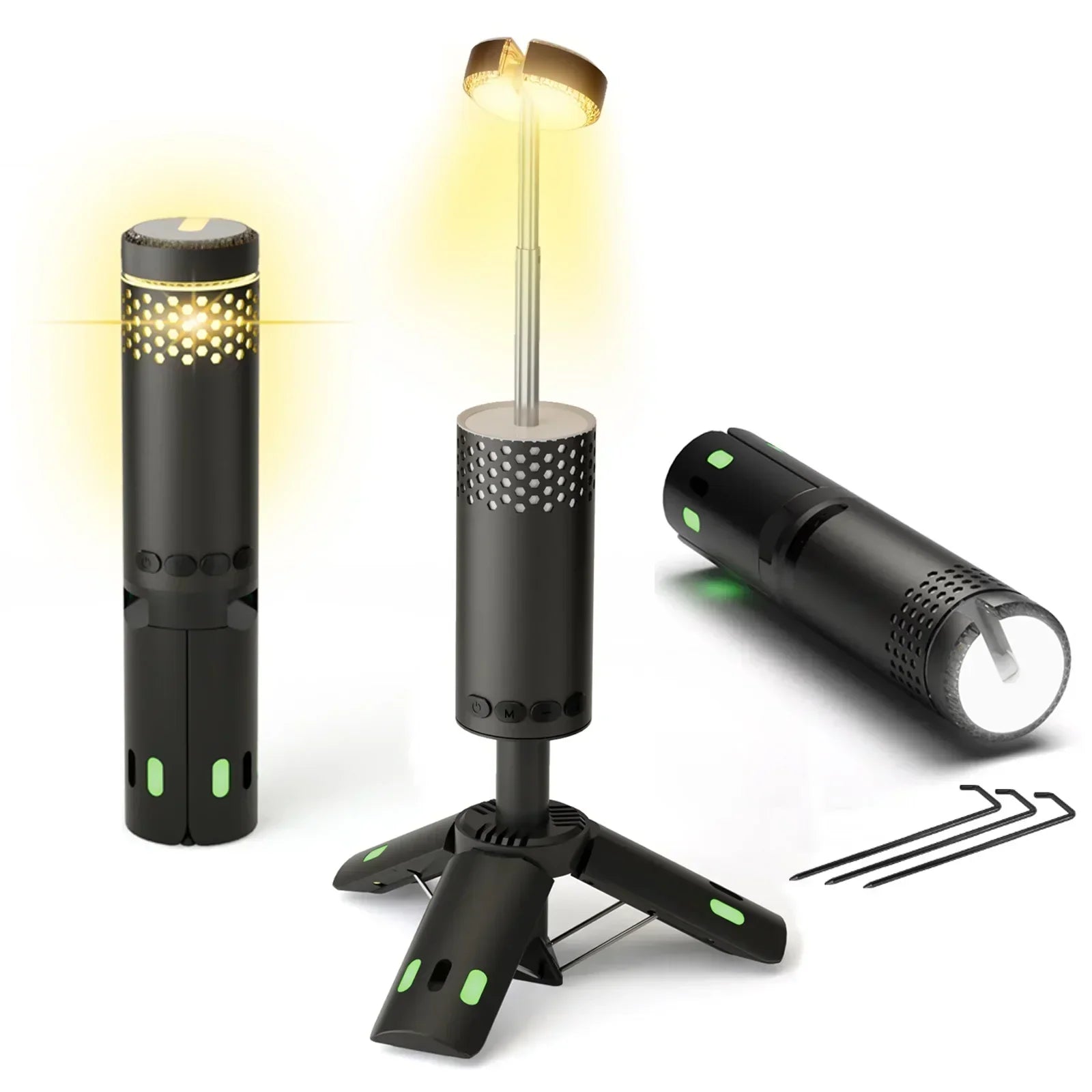 "Telescoping LED camping lantern with USB-C charging – full view"