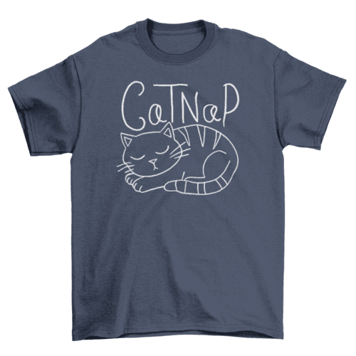 Cat Nap graphic t-shirt in navy, front view 