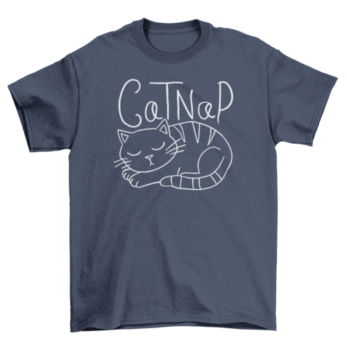 Cat Nap graphic t-shirt in navy, front view 