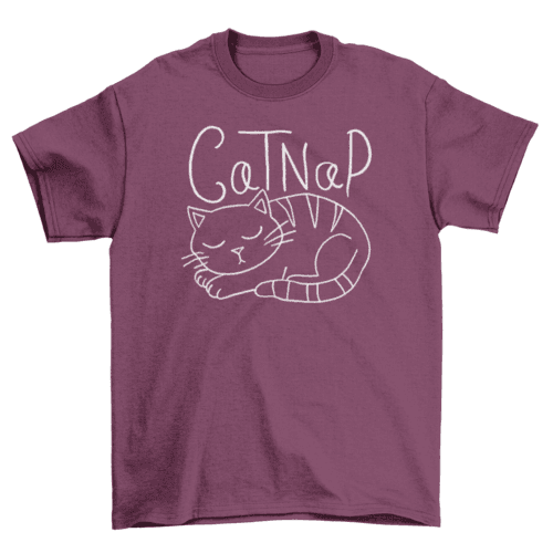 Cat Nap graphic t-shirt in navy, front view 