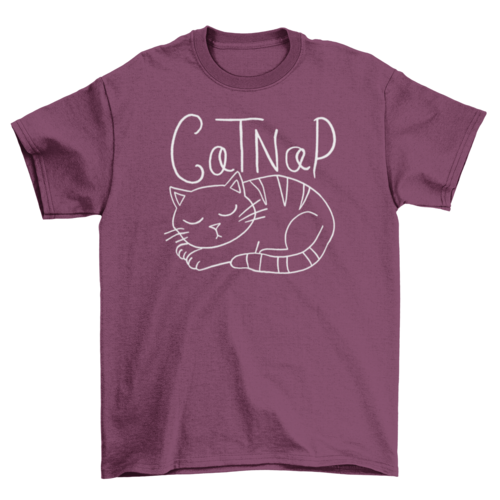 Cat Nap graphic t-shirt in navy, front view 