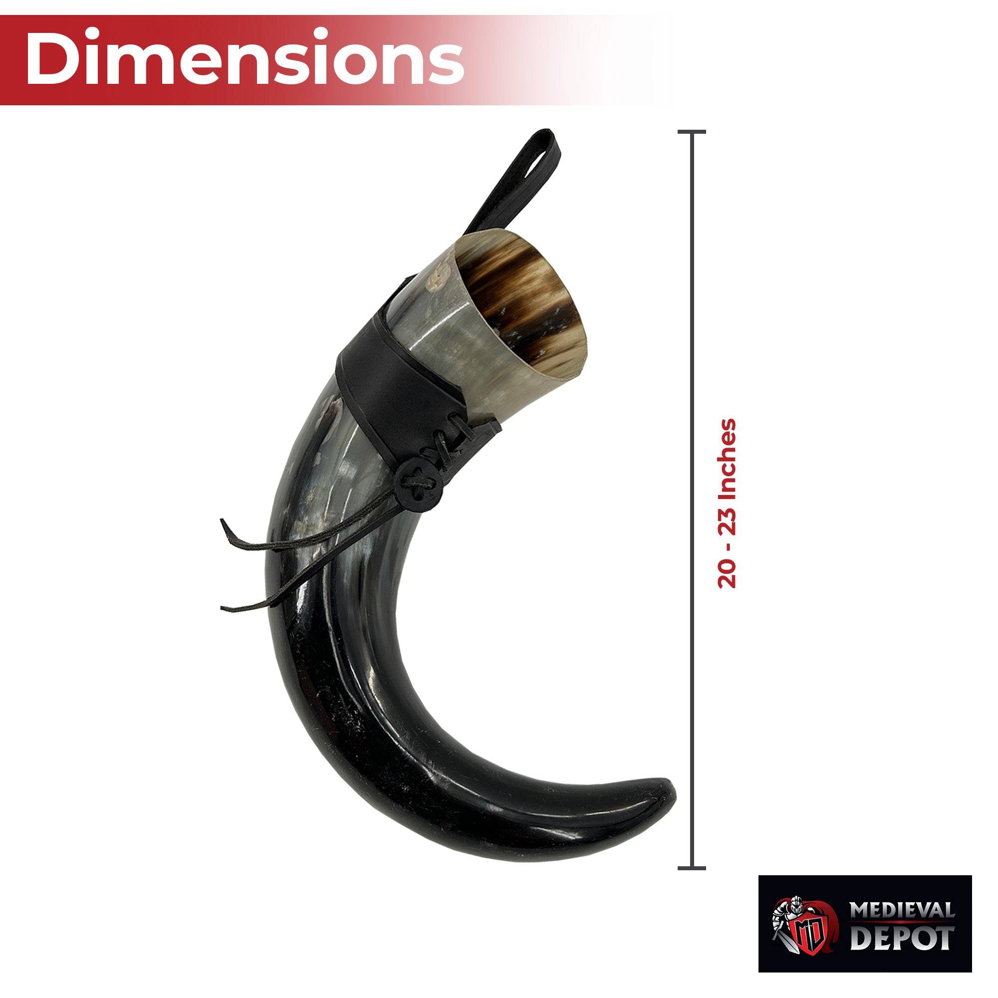 XL Drinking Horn with Black Leather Belt Frog - Smokey Finds