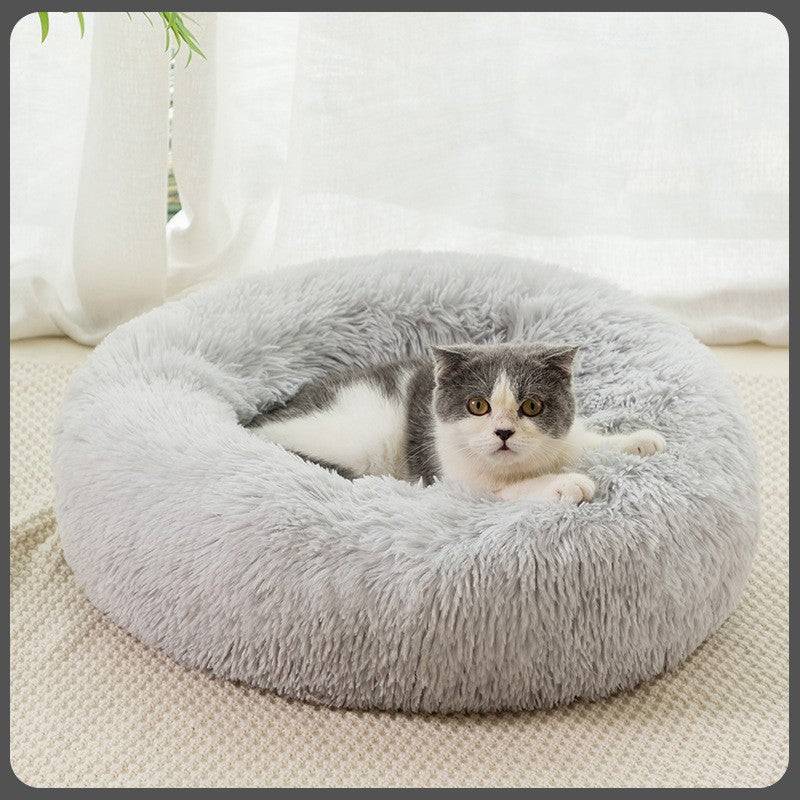 Plush Warm Pet Bed – Cozy Round Dog & Cat Nest - Smokey Finds