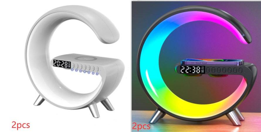 G-Shape LED Atmosphere Lamp – Wireless Charger & Bluetooth Speaker - Smokey Finds