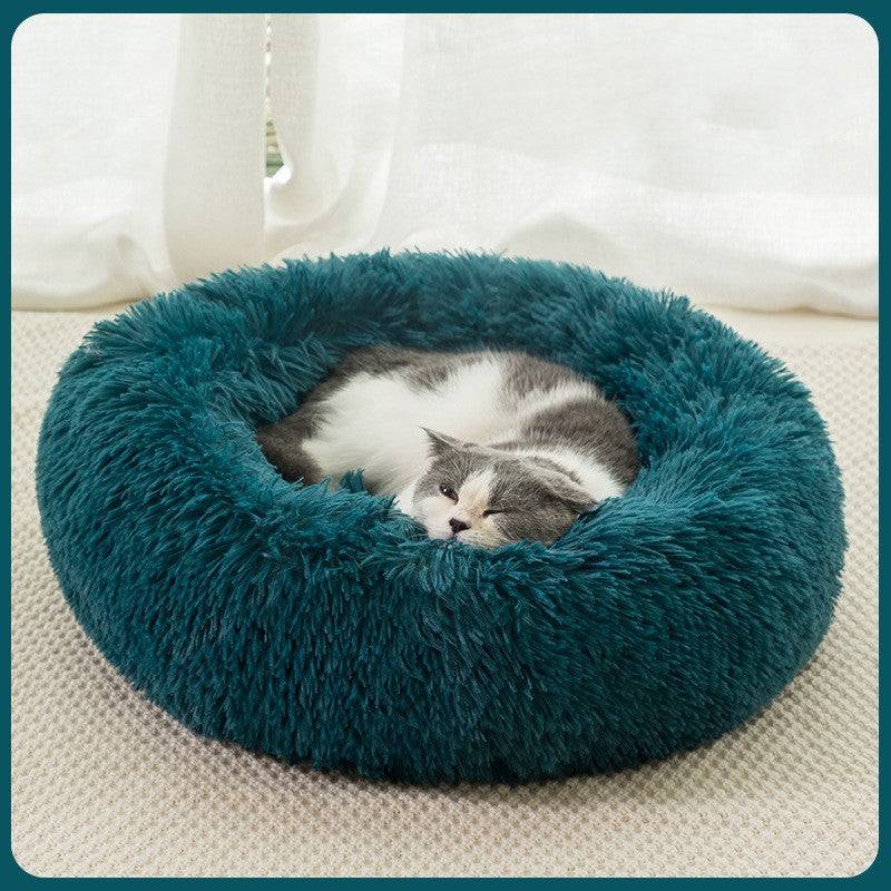 Plush Warm Pet Bed – Cozy Round Dog & Cat Nest - Smokey Finds