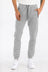 Men's heathered joggers with elastic ankle cuffs and tapered fit, side view