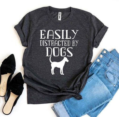 Dog lover tee in light pink, soft flex print graphic, front view