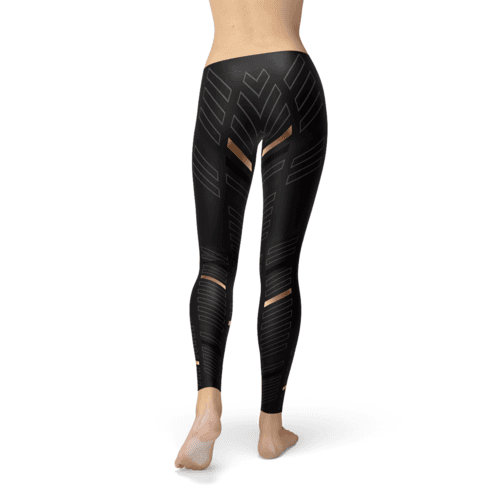 Womens Sports Stripes Black Leggings - Smokey Finds