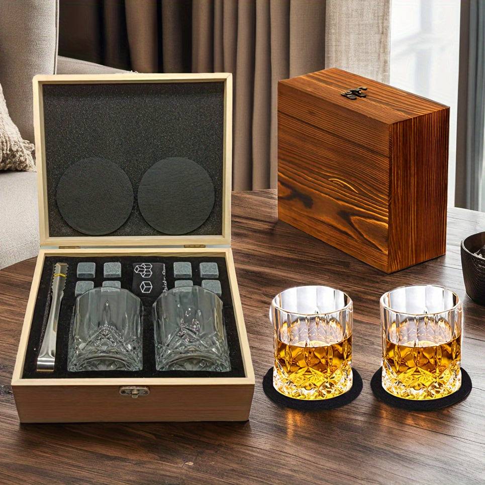 Whiskey Glasses Gift Set with Stones & Tongs - Smokey Finds
