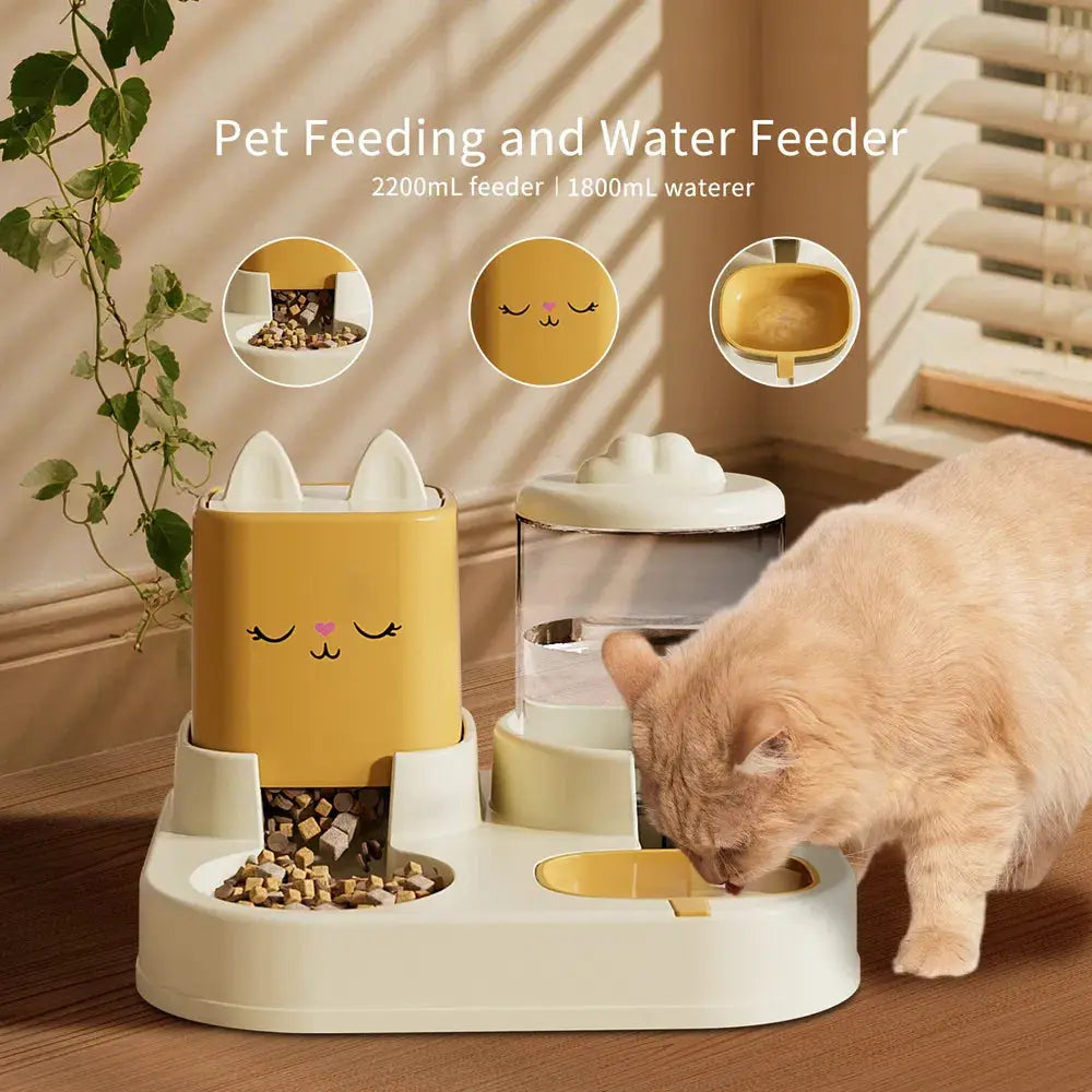 Automatic Pet Feeder With 2200mL-74oz Water Fountain, 1800mL - Smokey Finds