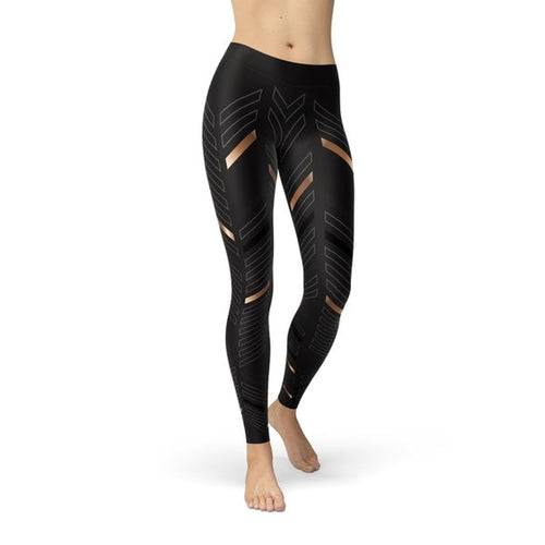 Womens Sports Stripes Black Leggings - Smokey Finds