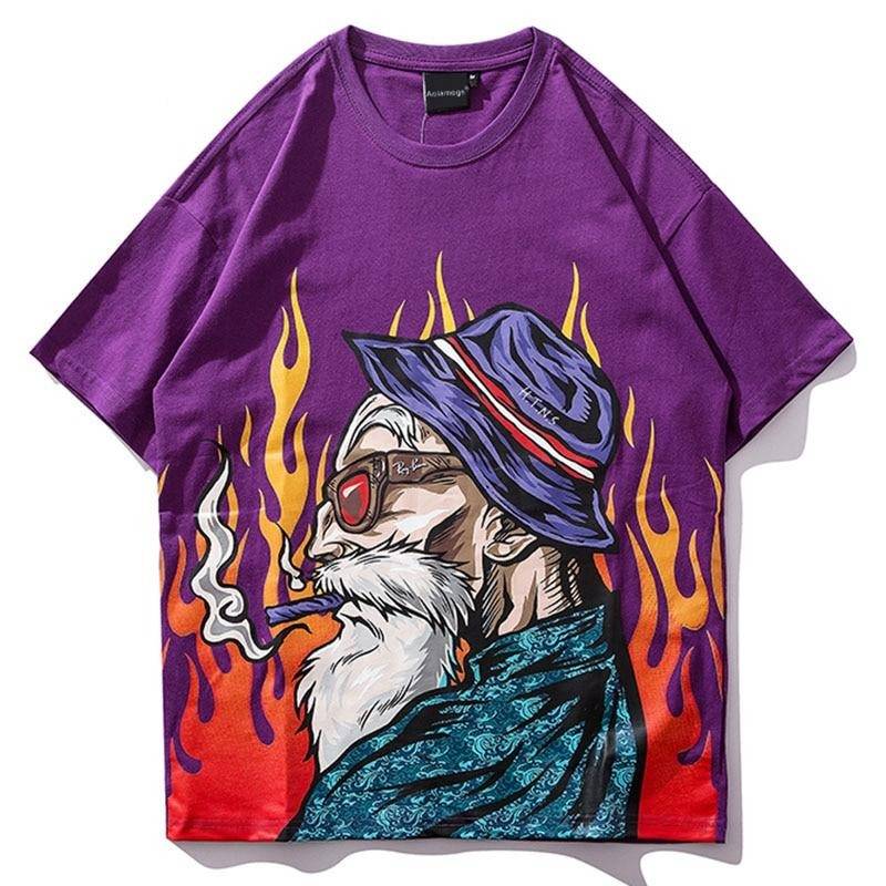 Men Japanese Printed Men's Tee Shirts O-neck T Shirt - Smokey Finds
