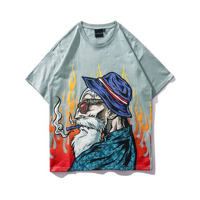 Men Japanese Printed Men's Tee Shirts O-neck T Shirt - Smokey Finds