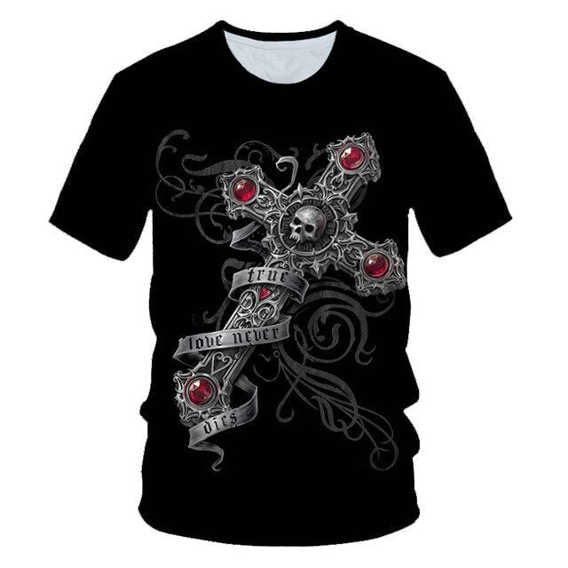 Funny Skull Motorbike 3D T-Shirt - Smokey Finds