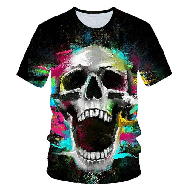 Funny Skull Motorbike 3D T-Shirt - Smokey Finds