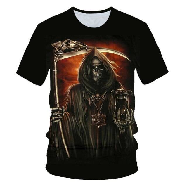 Funny Skull Motorbike 3D T-Shirt - Smokey Finds
