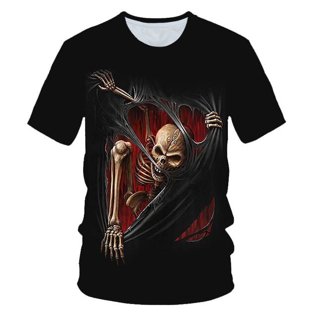 Funny Skull Motorbike 3D T-Shirt - Smokey Finds