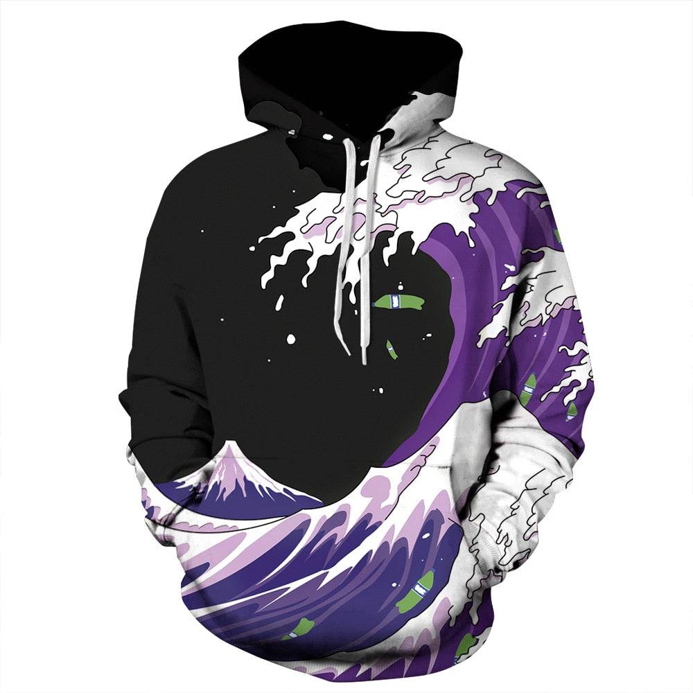 New Fashion 3D Print Waves of Purple Sprite Sweatshirt - Smokey Finds