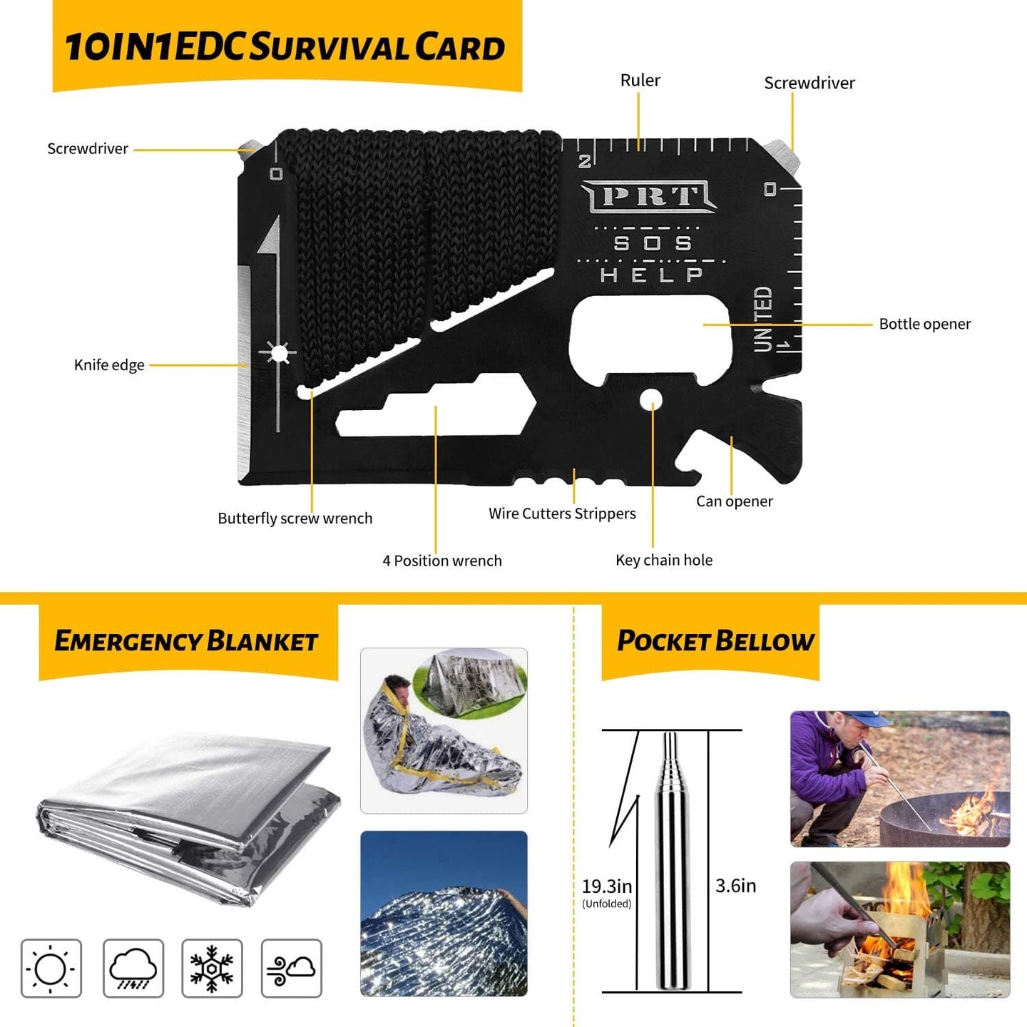 NTARCTICA Outdoors camping survival kit open case showing all 60 tools